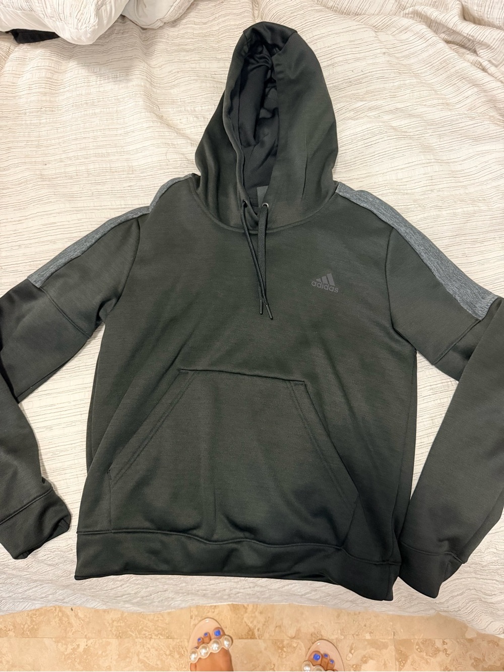 adidas Black Hoodie with Gray Shoulder Panels
